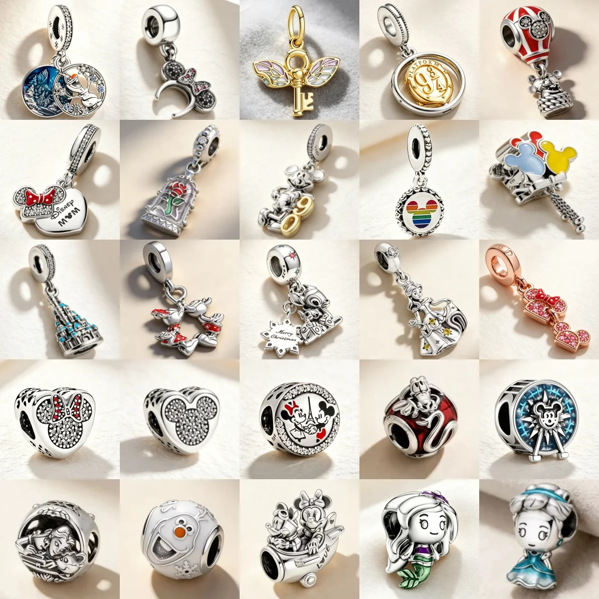 925 Silver Beautiful Princess, Cute Snowman, Castle, Hot Air Balloon Pendant Original Bracelet DIY Accessories Exquisite Jewelry