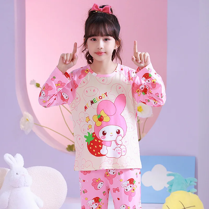 Hello Kitty Children Pajama Sets O Neck Soft Comfortable Print Kids Night Clothes Set Suitable Comfy Two Piece Set Autumn