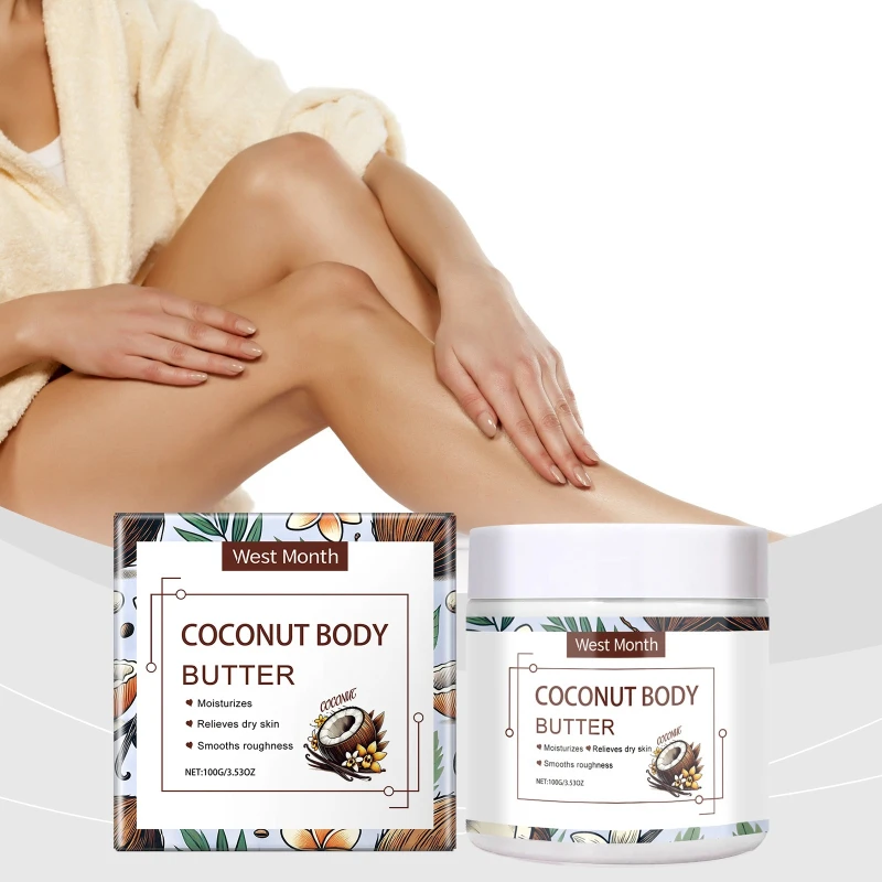 Coconut Body Butter Emollient Body Cream, Repair Body Skin Rough and Dull Lasting Moisturizing Nourish Skin