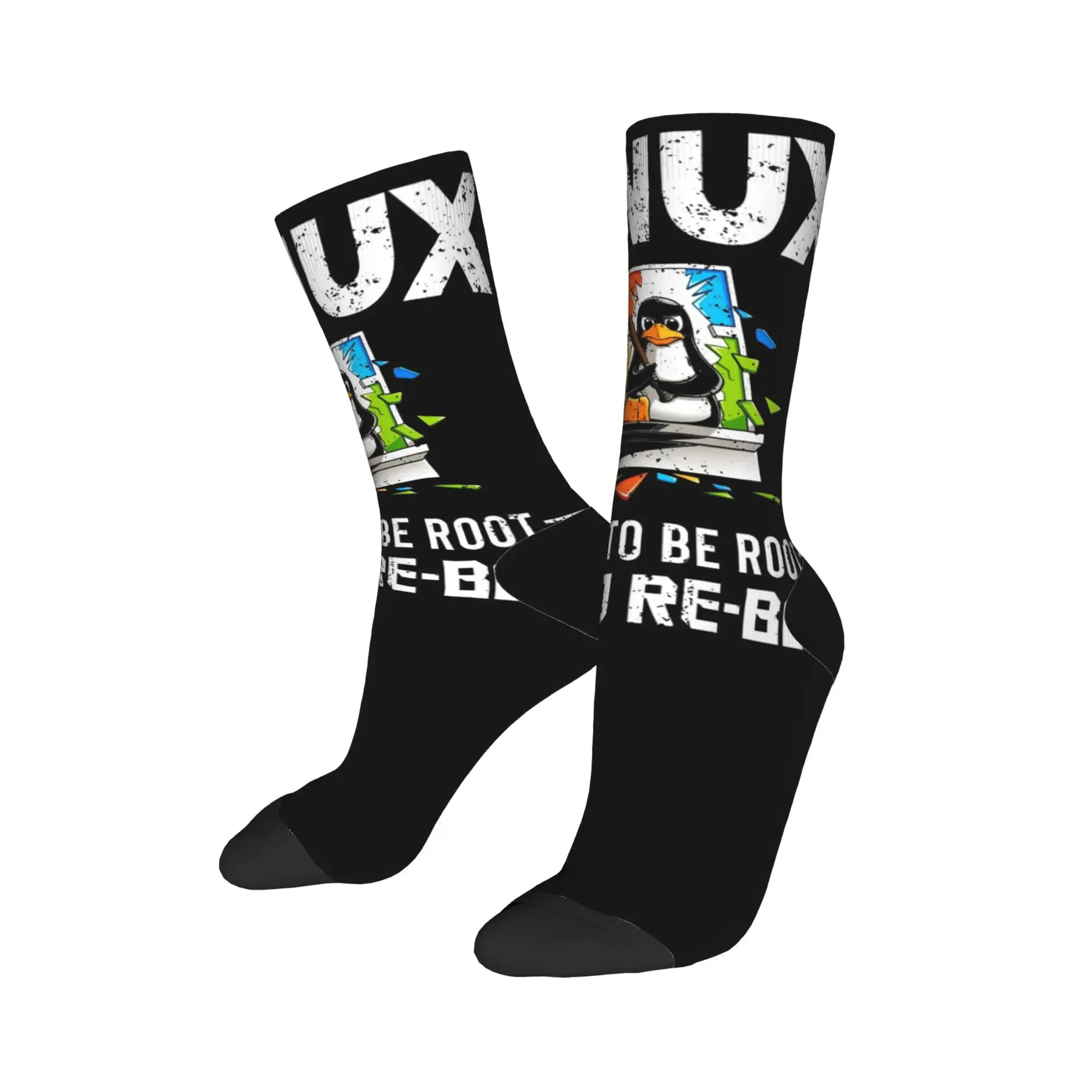 

Hip-hop Linux Born To Be Root Not To Reboot Soccer Socks Polyester Middle Tube Socks for Women Men Non-slip