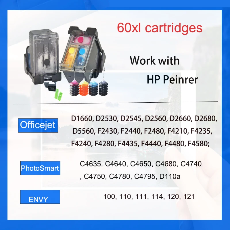 Imagem -02 - Cartucho de Tinta Einkshop 60xl para hp Photosmart C4780 C4783 C4795 C4799 D110a F2400 Deskjet D1660 D1663 D2530 D2545