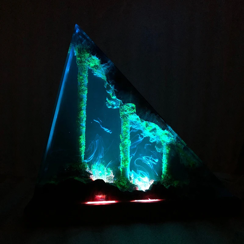 Customized Items Resin Table Light Underwater Ruins LED Night Light Creative Artistic Room Decoration Lamp USB Charge