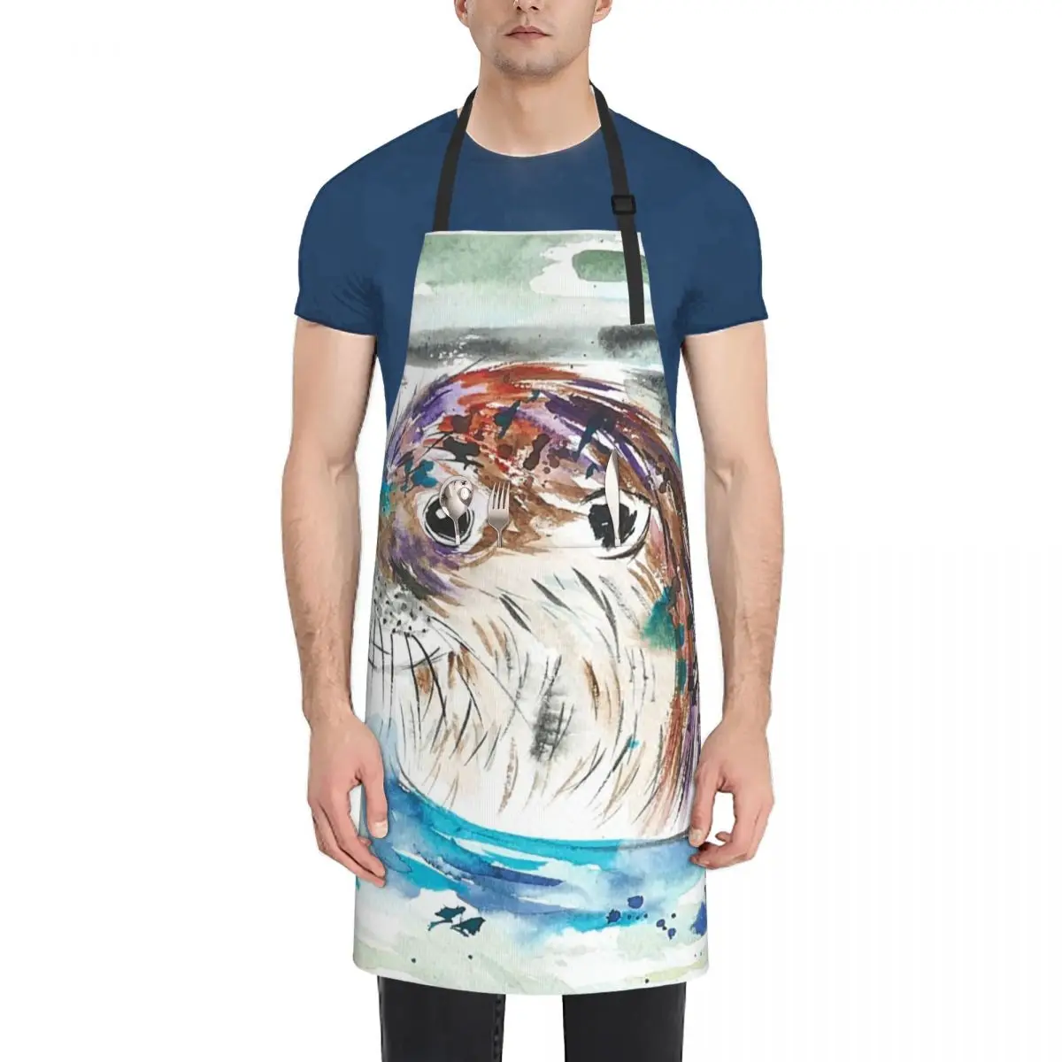 

Swimming Otter Apron Manicurists For Man Customizable Apron