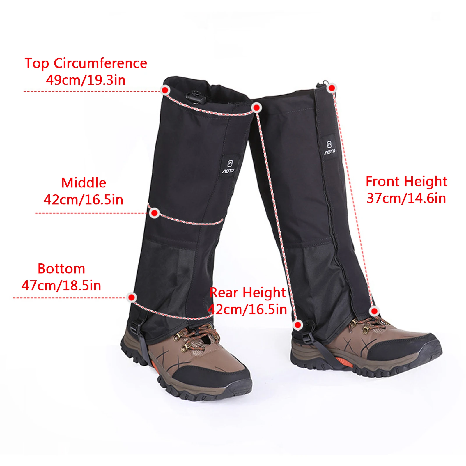 Men's Outdoor Boot Gaiters Rainproof Breathable Anti Snow Anti Sand Leg Gaiters with TPU Strap for Hiking Skiing Boot Gaiters