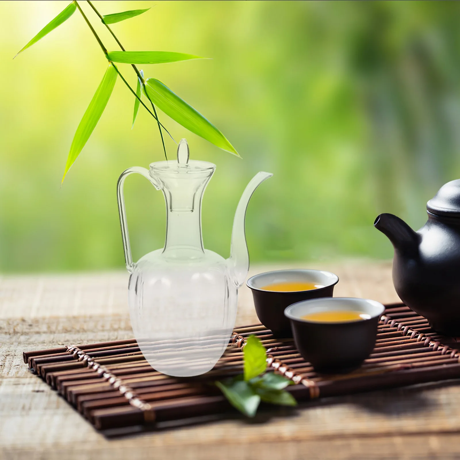 

Glass Teapot Clear Elegant Loose Leaf Tea Pitcher Lid Portable Brew Green Tea Home Office 550ml Office Teapot Glass Jug