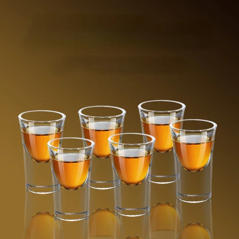 6PCs Glass Set Transparent 15ml Shot Glass Thickened Bottom Liquor Cup Bullet Cups One Mouth Small Cup Wine Drinkware Wholesale