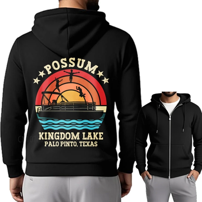 Treino meninos primavera com capuz gambá reino lago pôr do sol cena moda jaqueta com capuz feminino minimalista primavera moda outono hoodies