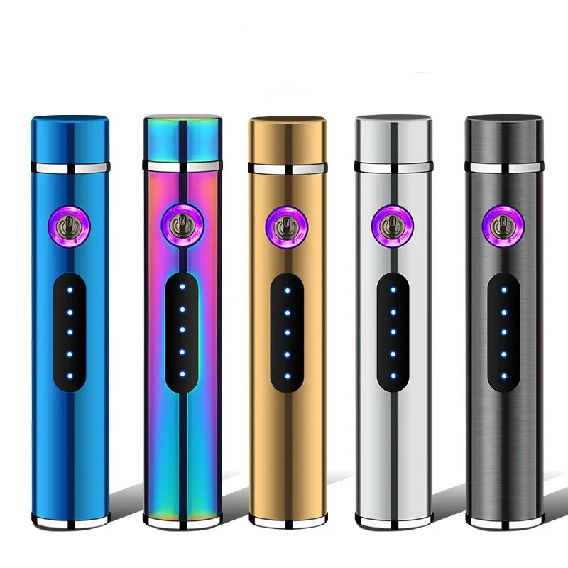 Hot Portable Mini Dual Arc USB Charging Lighter Touch Sensing Outdoor Windproof Plasma Pulse Flameless Cigarette Lighter Tool