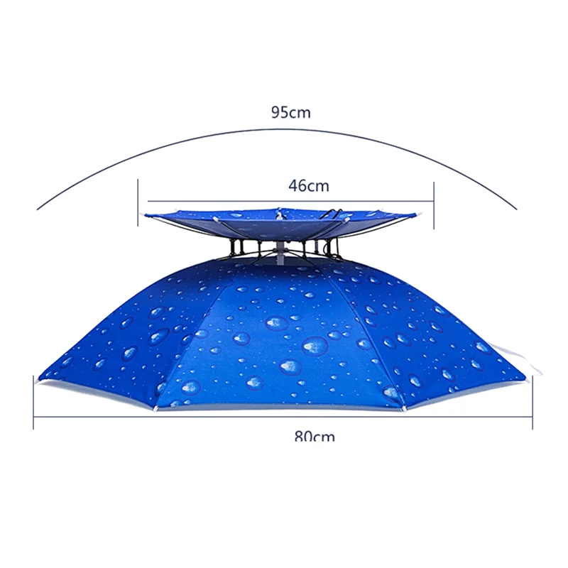 Double Layer Windproof Umbrella Overhead Umbrella Fishing Umbrella Camping Headwear Cap Sunscreen Shade Umbrella