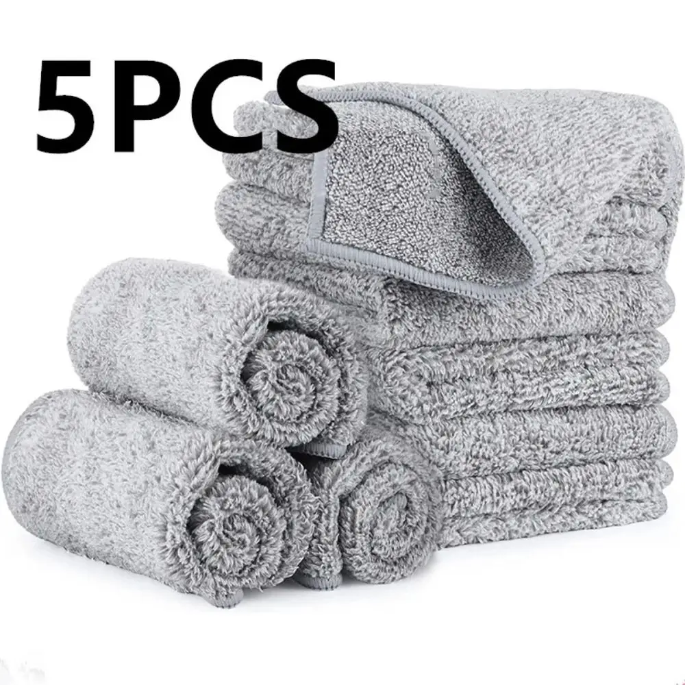 5Pcs Kitchen Cleaning Towel Absorbent Non-stick Oil Rags Pot Dish Washing Wipe Cloth Microfiber Cleaning Cloth Dishcloth