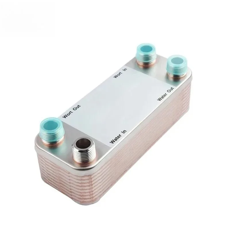 20 Plates Heat Exchanger Wort Chiller, Stainless Steel and Brazed With Copper Counterflow Chiller Home Brew Beer Cooling Tools