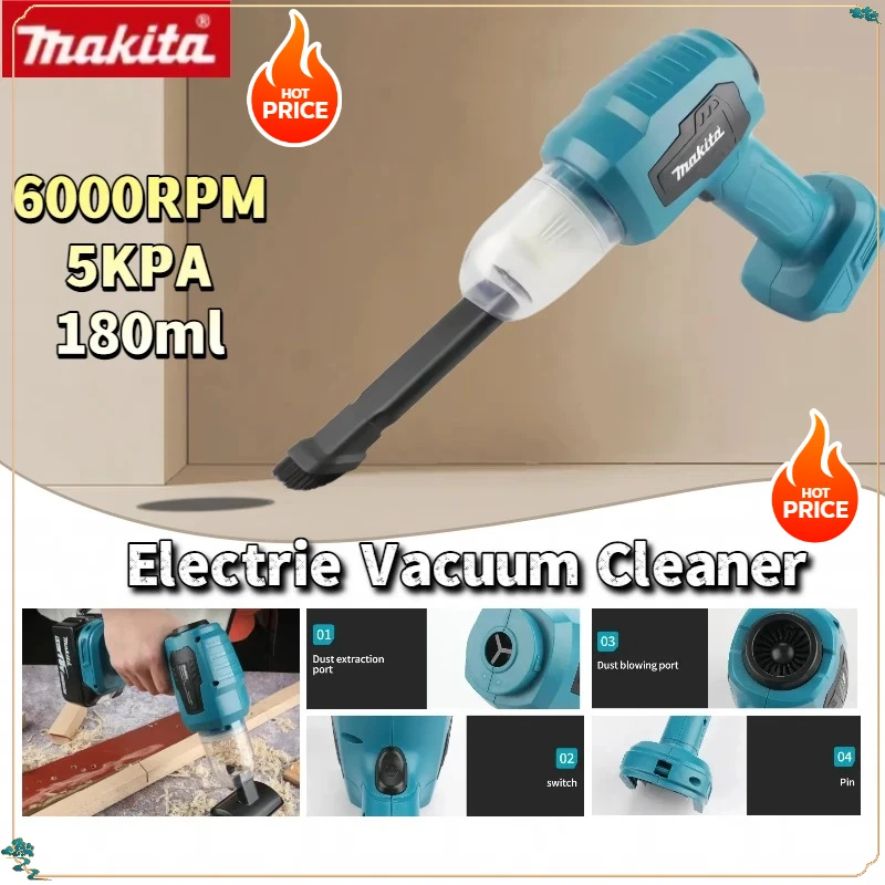 Мини-электрический пылесос Makita с сильным всасыванием, беспроводной ручной домашний очиститель, вентилятор для батареи Makita 20 В