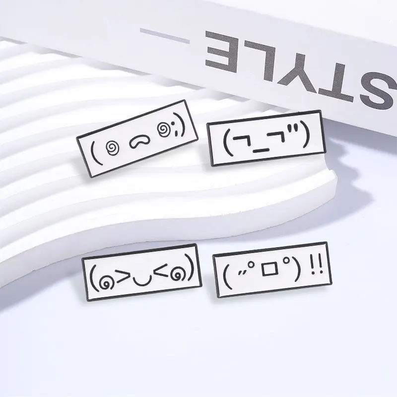 Fun emoji character badges book minimalist quadrilateral pin coat decoration brooch small accessory