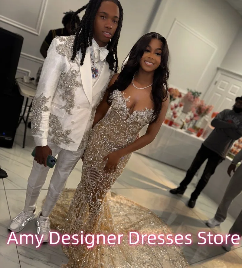 

Вечерние платья для выпускного бала для темнокожих девушек 2026: Элегантные, расшитые бисером и пайетками, фасон «русалка», без рукавов, длинные, для дня рождения, вечерние наряды, на заказ