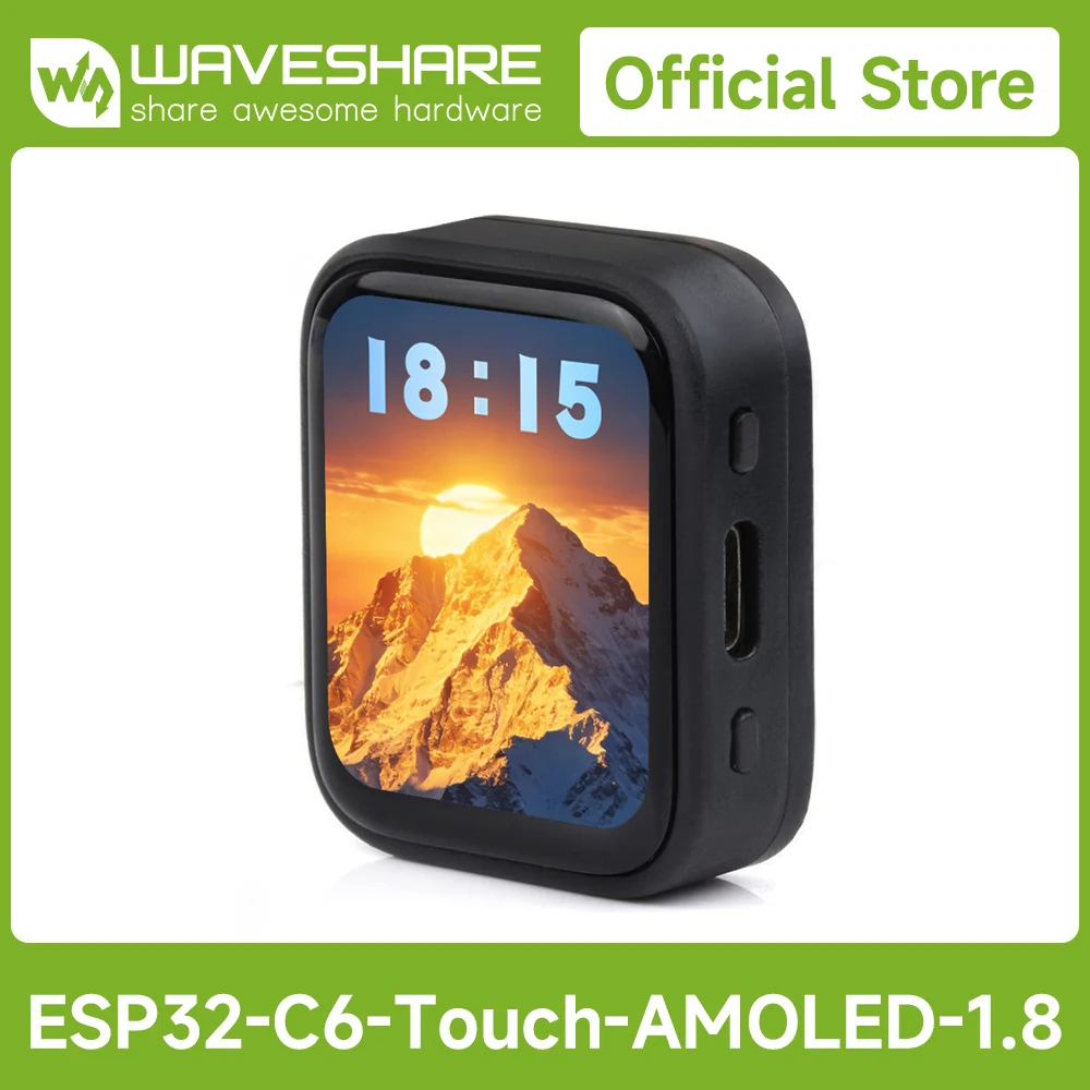 Waveshare ESP32-C6 1.8inch Touch AMOLED Display Development Board, 368×448 Resolution, Supports Wi-Fi 6, BLE 5 And Zigbee