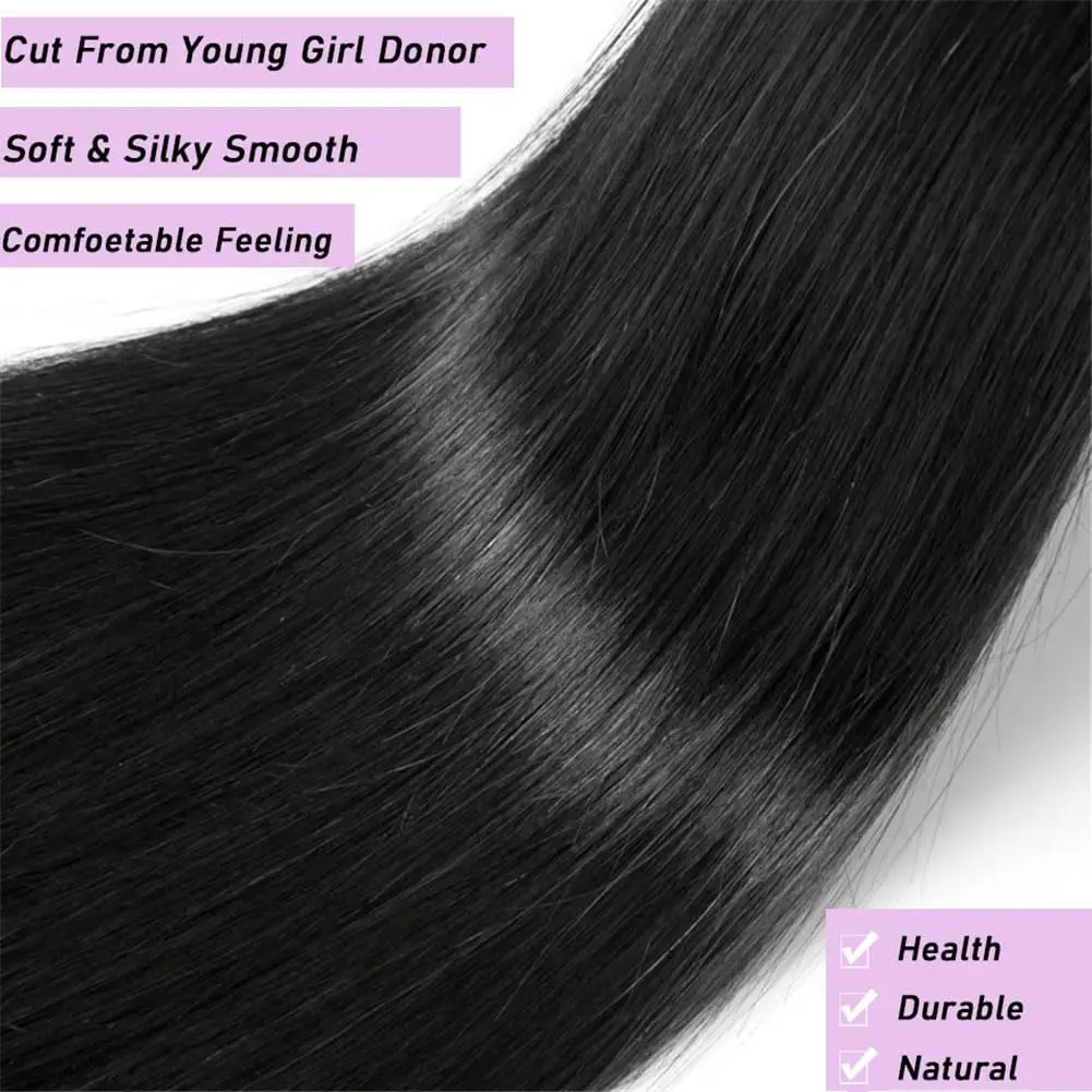 Straight Bundles Human Hair 3 4 Bundles 24" 26" 28" 100g 100% Unprocessed Virgin Brazilian Human Hair Natural Color Bundles