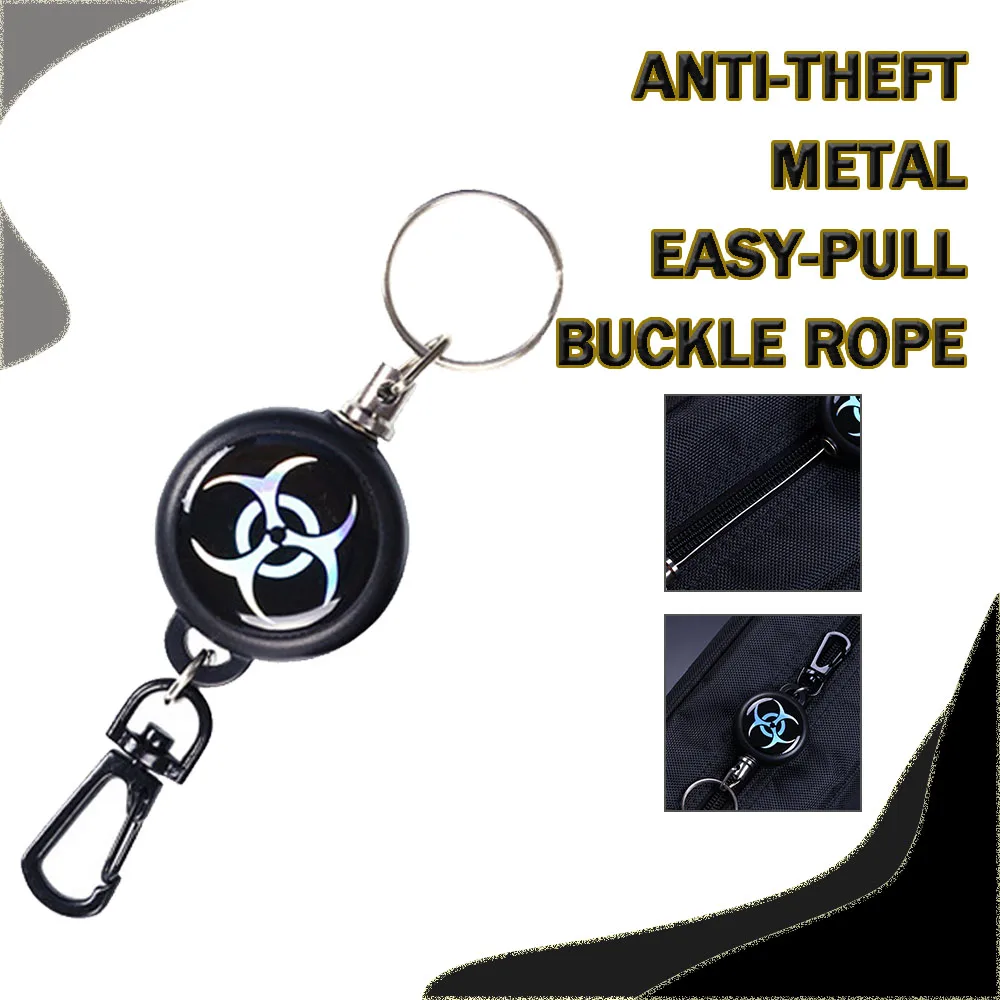 

Anti-theft Metal easy-pull buckle Rope Elastic Recoil Sports Keychain Multifunctional Resistance Steel Waist Buckle Key Ring