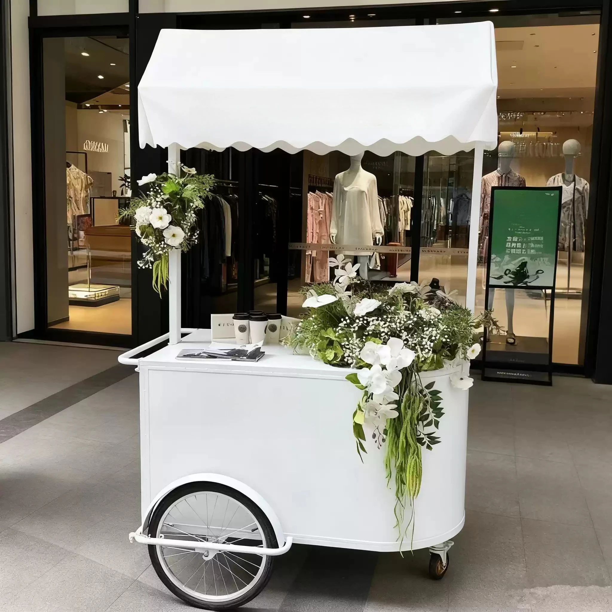 1pcs  140*70*200cm Night Mobile Commercial Square Market Stall Cart Outdoor Snack Cart Display Rack Mobile Stand