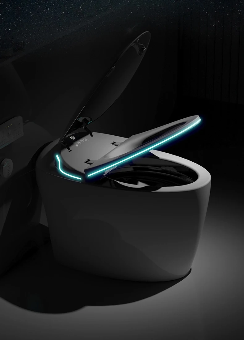 Inodoro Inteligente de Lujo Moderno con Bidé, Nuevo Diseño de Una Pieza, Cerámica Automática, Sanitario para Baño con Sensor de Movimiento y Sifón en S