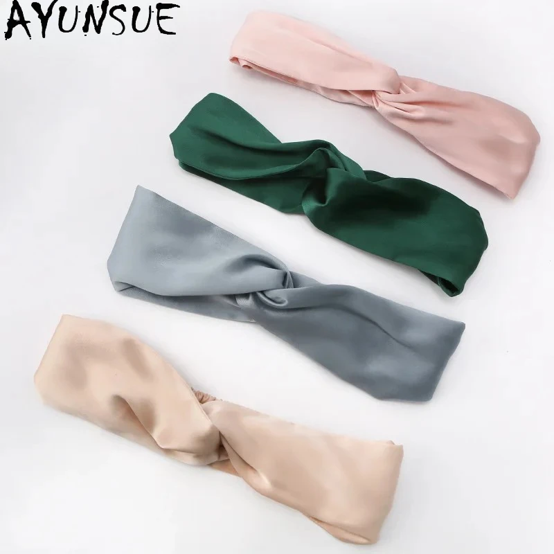 

AYUNSUE 19 мм, 100% натуральный шелк, модная повязка на голову из тутового шелка, изысканная, гладкая, для ухода за волосами, разные цвета, однотонная, 2026