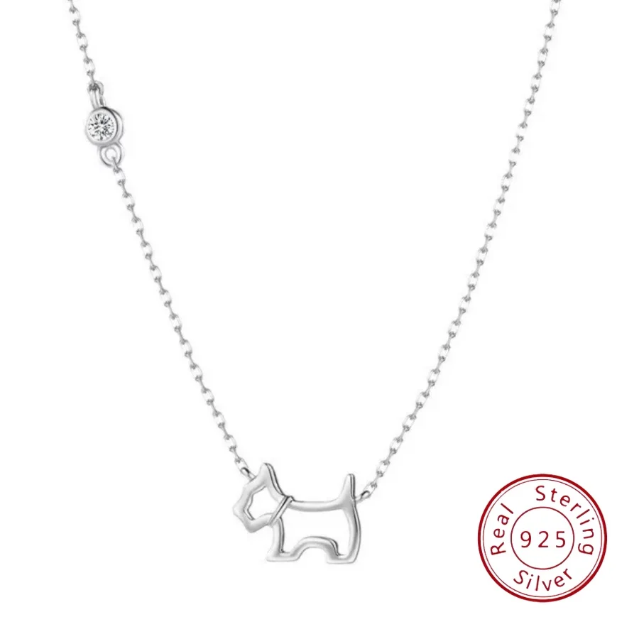 

S925 Sterling Silver Cute Puppy Necklace with Adorable Pendant Fresh and Delicate Vacation Style for Everyday Wear Silver Jewelr