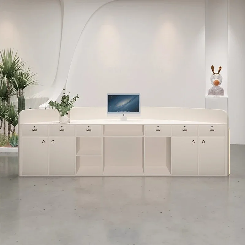 Light luxury semi-circular bar counter cabinet checkout page beauty salon clothing store curved simple modern front desk Interne