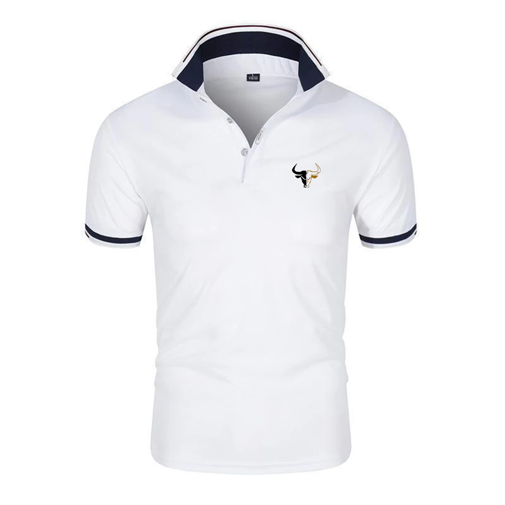 sport bull pattern Mens Sportswear Trainning Exercise Compression Fitness Short Sleeve Sports  Quick Dry Gym Polo Shirts