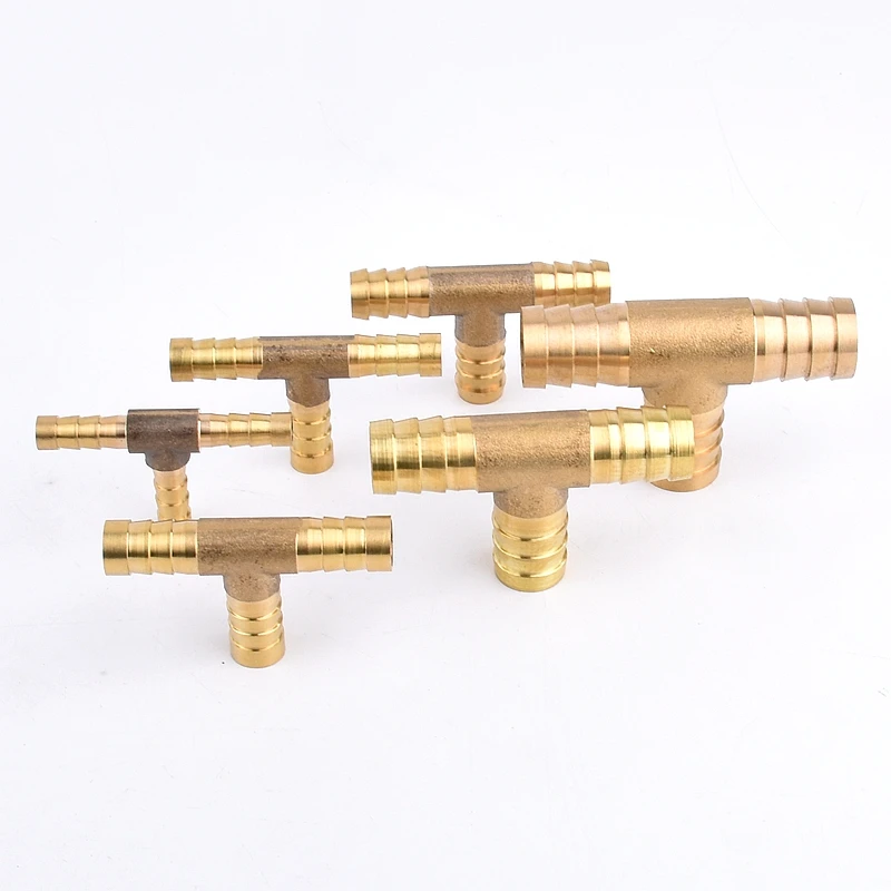 6-19mm Brass Pagoda Tee Connector Copper Barb Pipe Reducing 3 Way Hose Joint Garden Aquarium Pump Drip Watering Tube Fitting