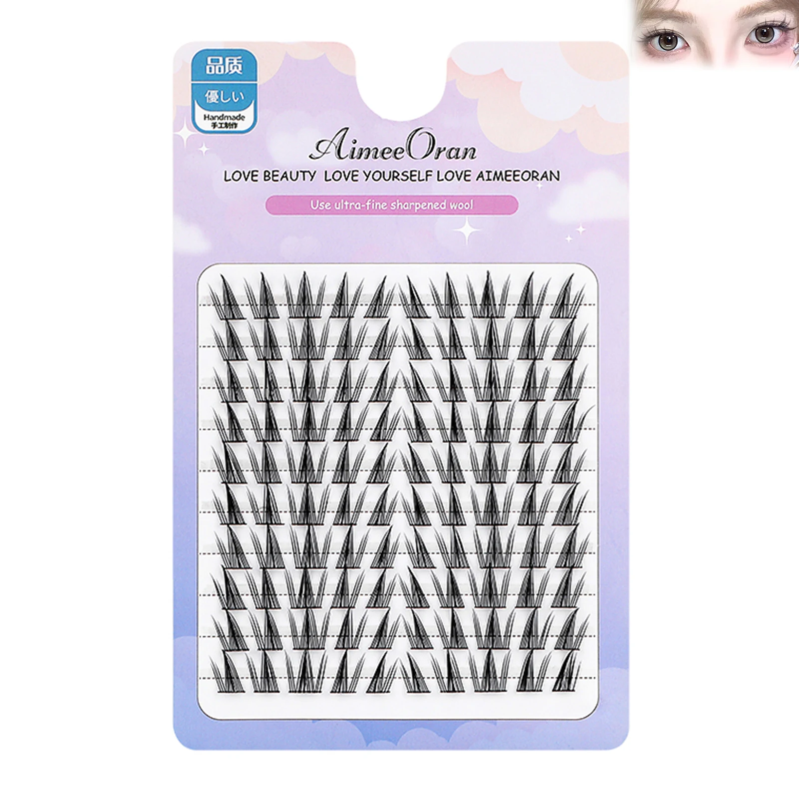 10 แถวธรรมชาติเฉียงบิน Cluster Eyelashes 12-18 มม.DIY ขนตาปลอม Curl Lashes แต่งหน้า reusable