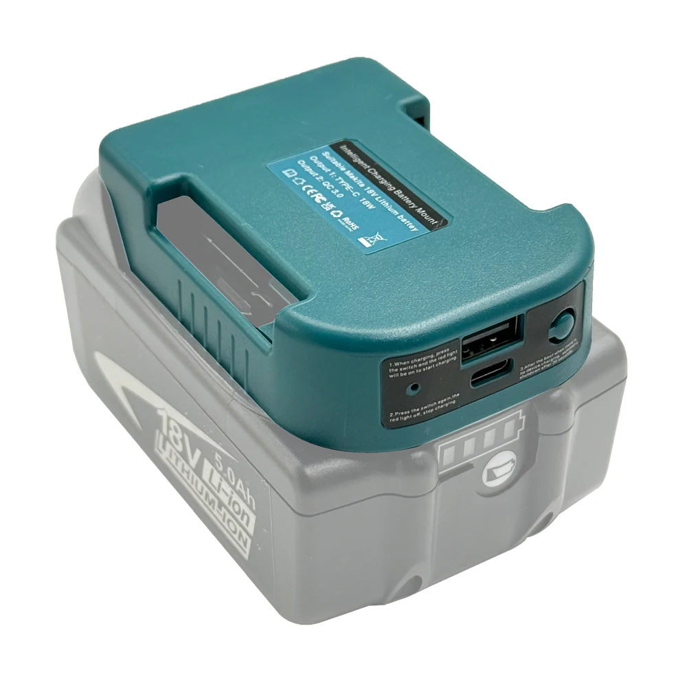 Power Bank Adapter für Makita 18V BL1840 Lithium-Akku USB Typ-C Schnellladung für Mobiltelefon und Tablet (KEINE Batterie)