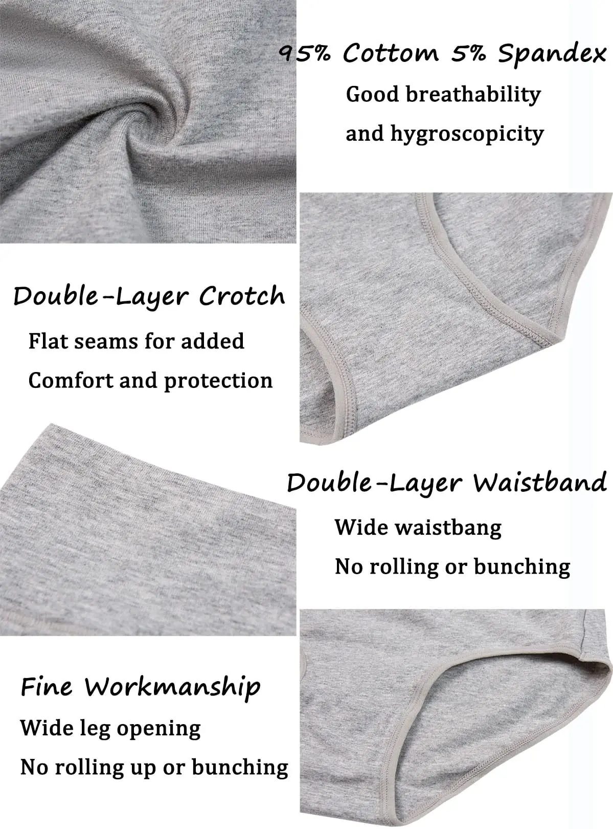 2PCS Plus Size Women's Cotton Underwear High Waisted Tummy Control Panties Full Coverage Briefs Jacquard Ladies Panty L-5XL