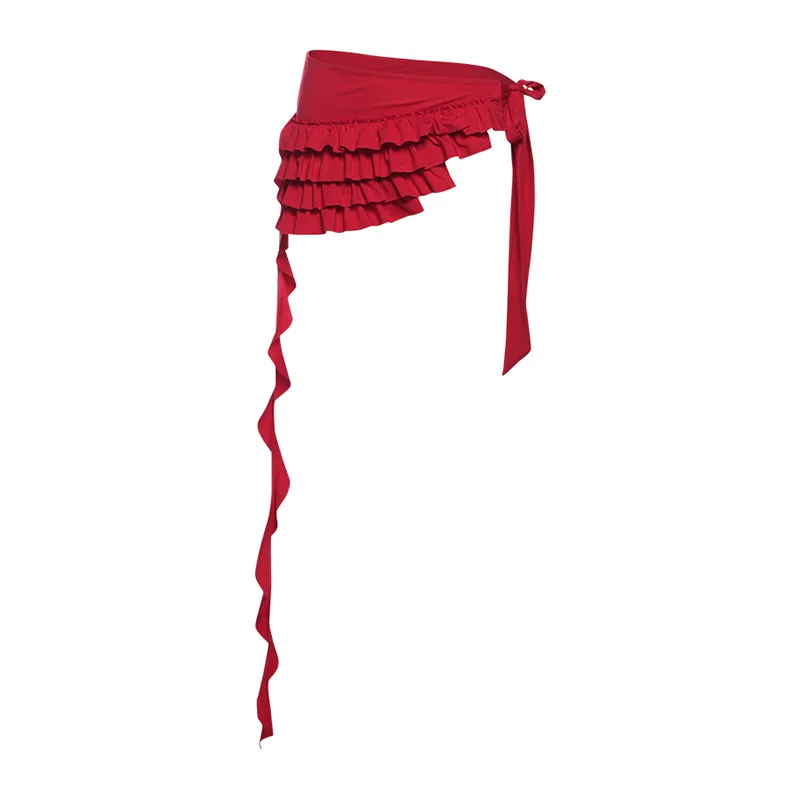 2025 European and American summer cross-border new fashion trend casual slim versatile irregular streamer waist decoration women