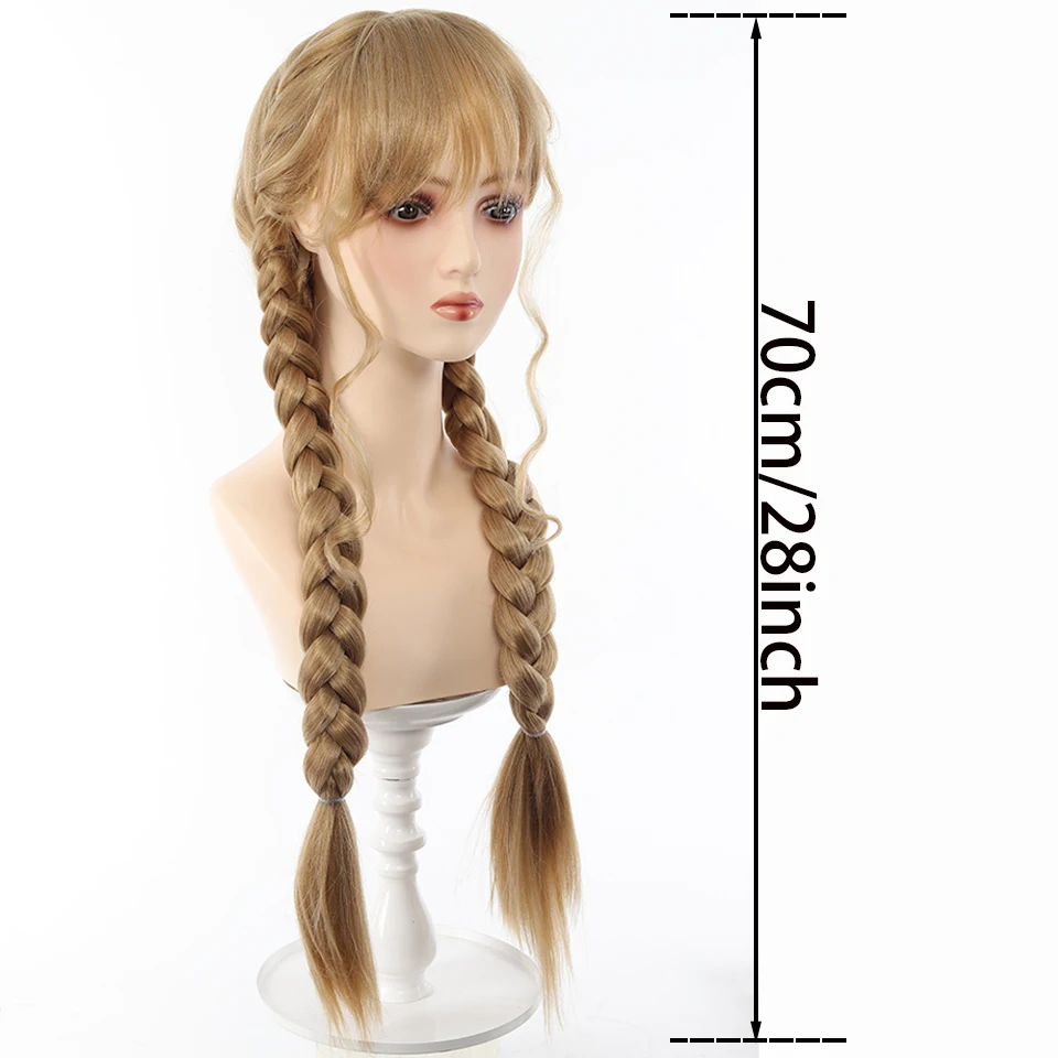 合成毛藤田琴音コスプレウィッグ学園アイドルマスター藤田琴音ブロンド編み込みロングウィッグ耐熱