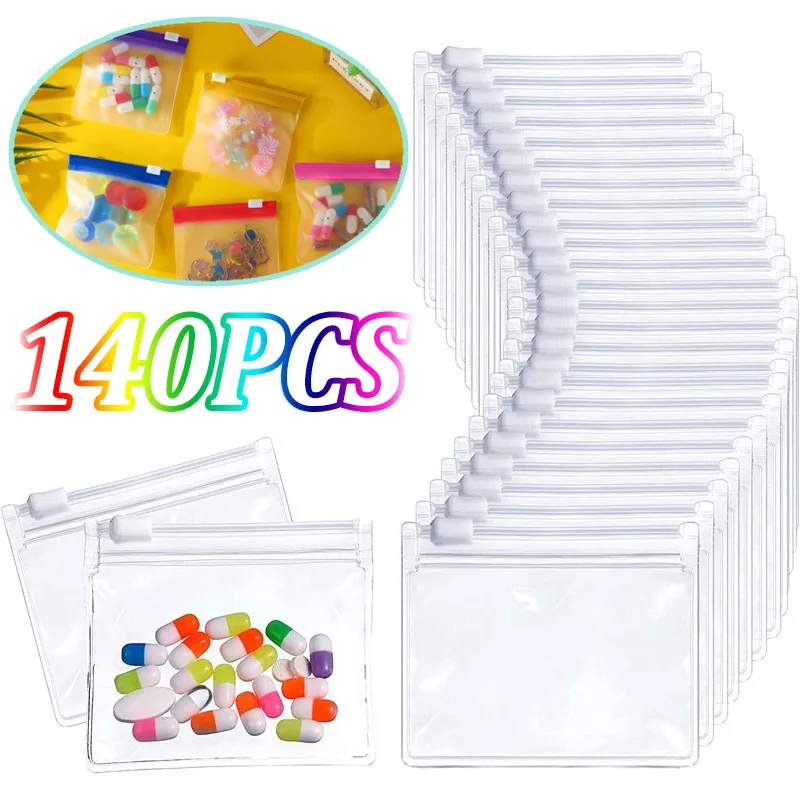 140pcs Pill Pouch Bags Zippered Pill Pouch Reusable Pill Bags Clear Eva Pill Bag Self Sealing Medicine Organizer Storage Bags