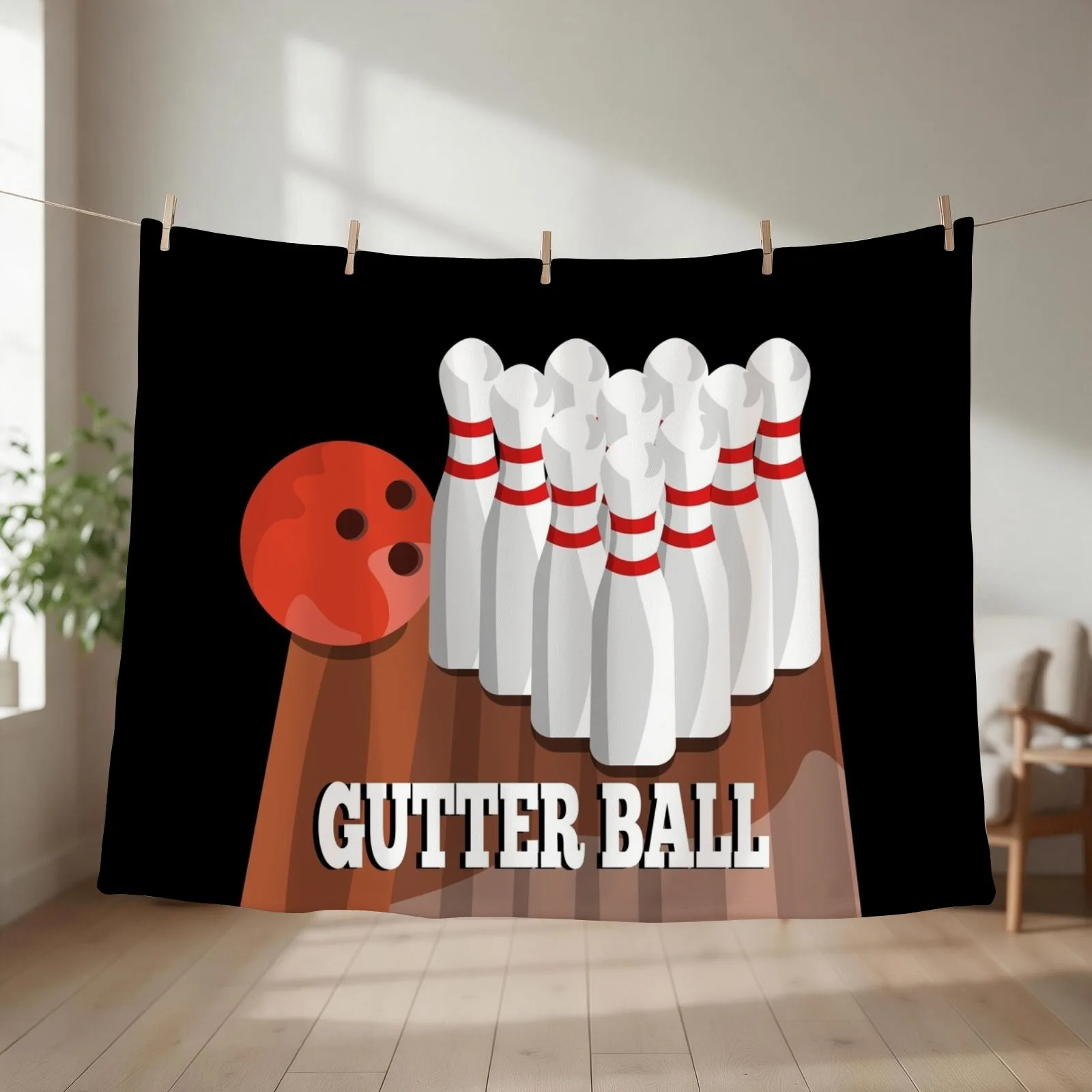 Tenpin bowling Gutter Ball Throw Blanket couch cozy soft plush fuzzy picnic outdoor blanket