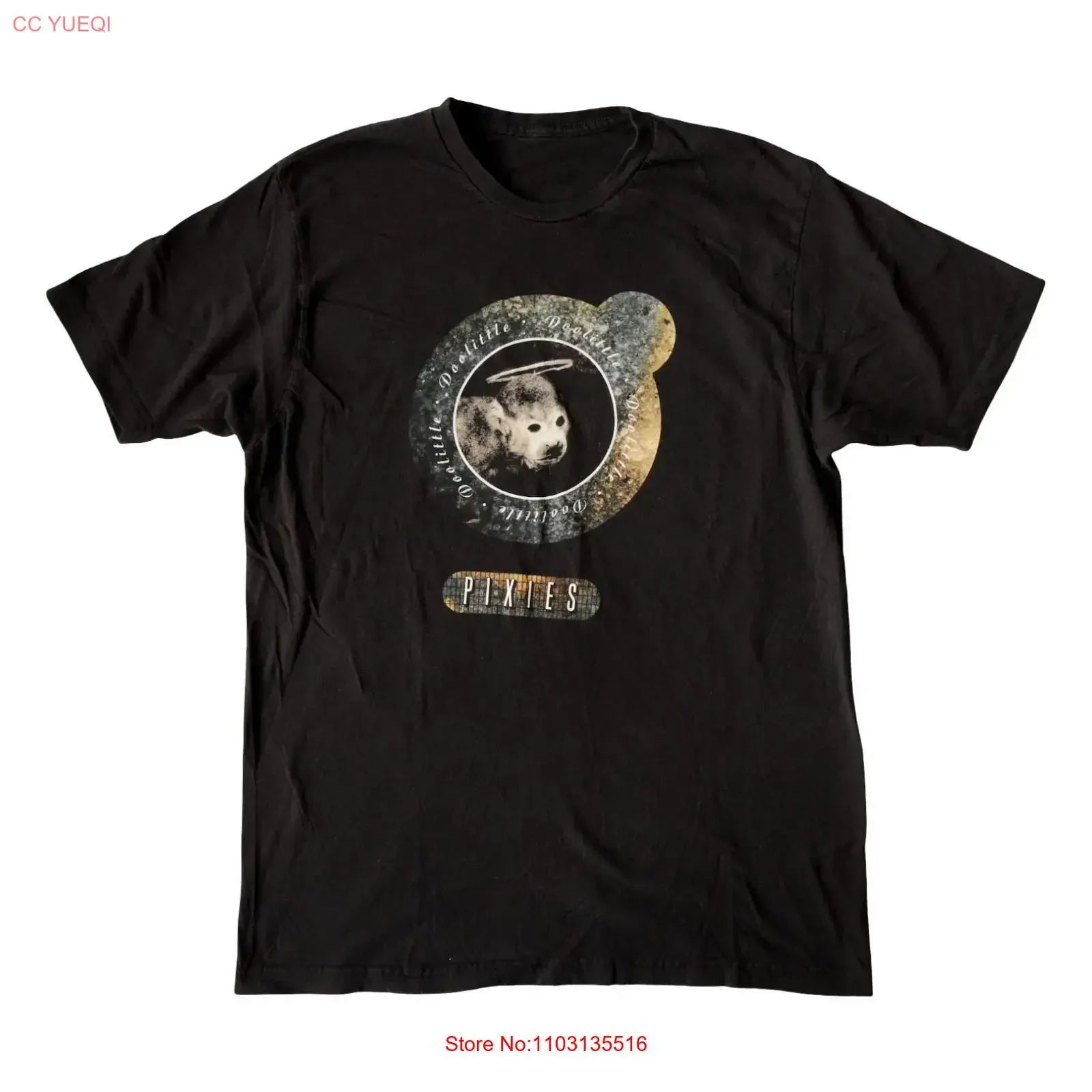 Camiseta Pixies Doolittle para hombre, talla grande, negra, con fechas de la gira de 2010, 20.º aniversario, diseño vintage lavado de doble cara, estilo streetwear para hombre, ligeramente desgastada