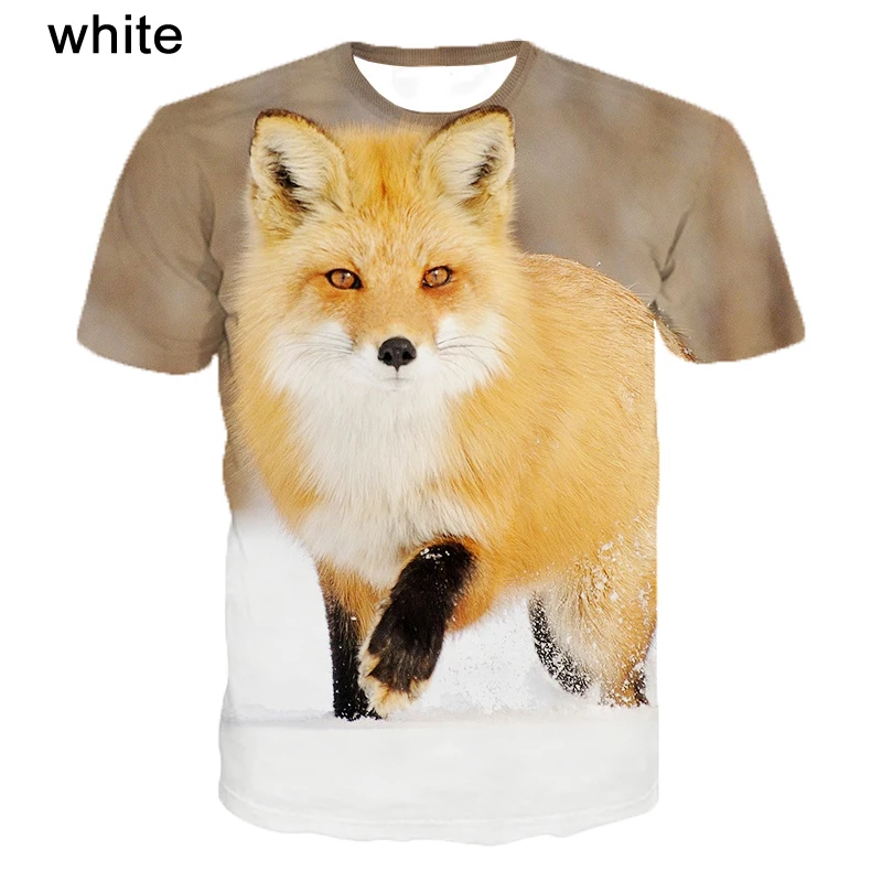 Animal Fox Print T-shirt 3d Printing Loose T-shirt Cute Personalized T-shirt