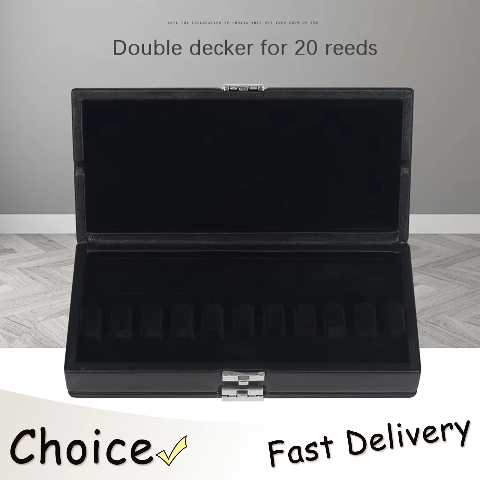 slade-オーボエリードケース-ダブルオーボエリード収納ケース-ダブルレザーケース-ブラック-20本収納可能-フレキシブルスロット-管楽器パーツ