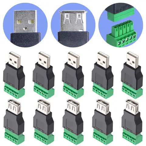 USB 2.0 타입 커넥터 (5핀 나사 단자 포함), 무납땜 암수 USB 플러그 소켓 (컴퓨터, TV, 휴대폰, 키보드, 마우스용)