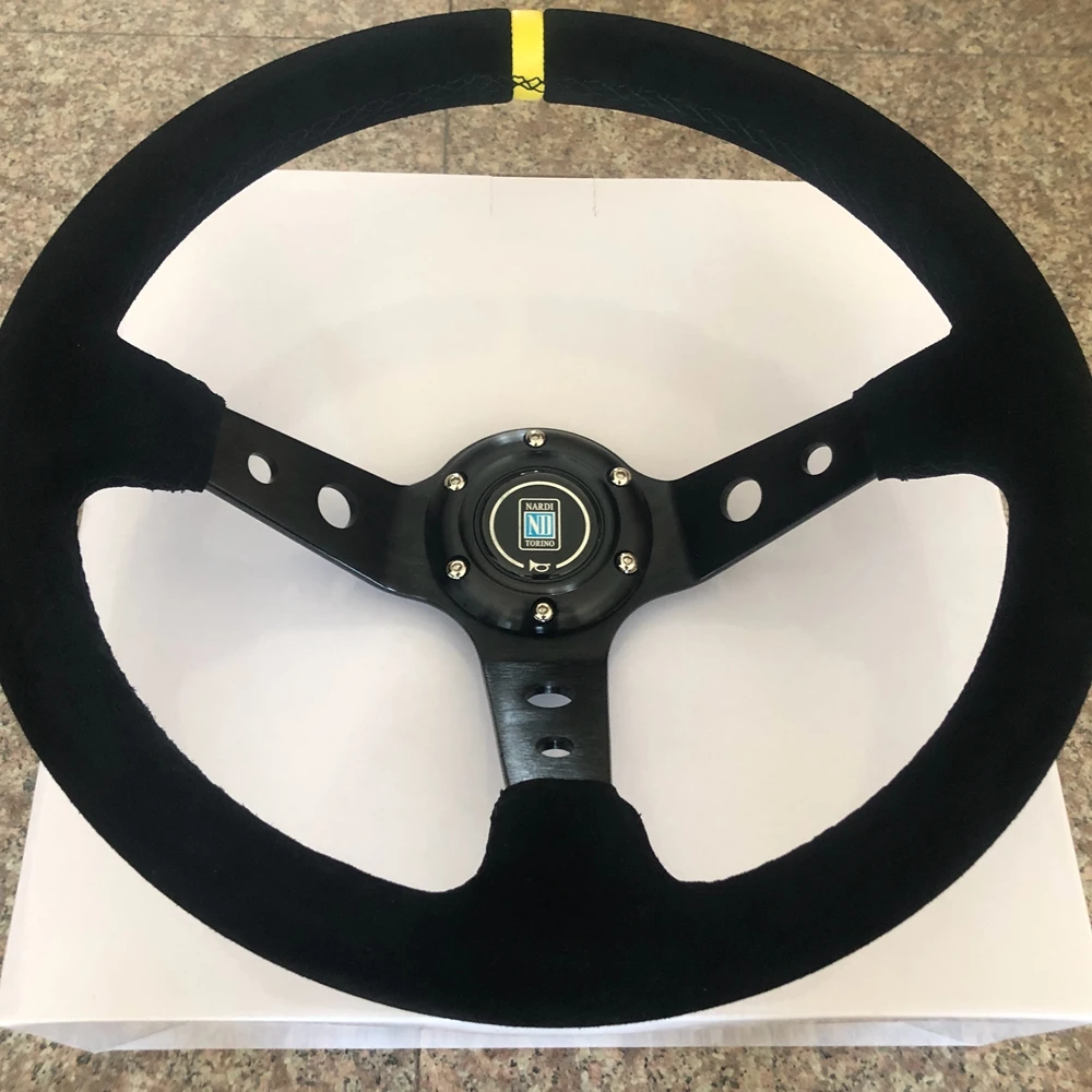 Universal Nardi 350MM Racing Drift Steering Wheel Car Suede Leather JDM Nardi Steering Wheel Volantes For VW HONDA TOYOTA BMW