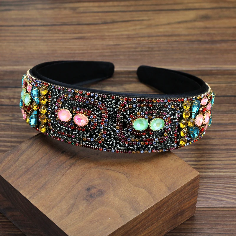 ربطات رأس بحجر الراين كريستال برتقالي كامل للنساء ، بوهو ، إكسسوارات شعر ساحرة ، فاخرة ، بلينغ #6