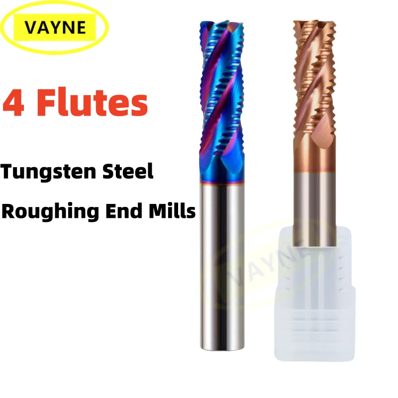 1PCS Cutting Rough End Milling 4Flute 4 5 6 8 10 12 14 16 20Carbide Tool Tungsten Steel  Brass Stainless Steel Cutter For Steel