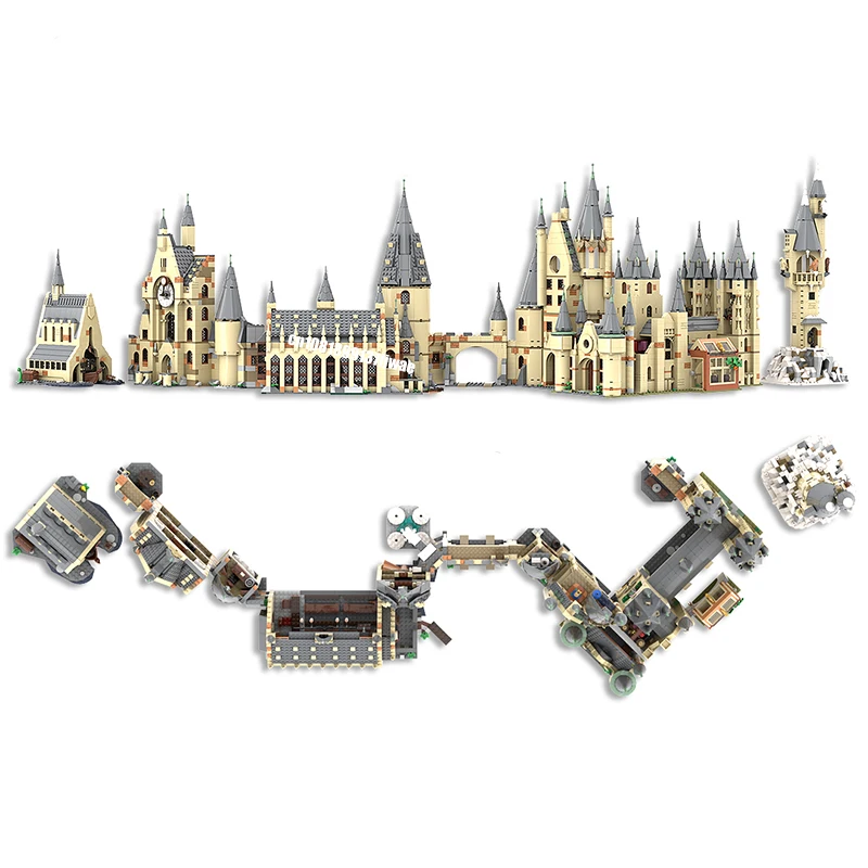 ใหม่ 1788PCS Magic ภาพยนตร์ Harrying Modular Hogwarted Bell Towers รุ่นสร้างสรรค์ไอเดีย ChildToy ของขวัญวันเกิด Building Blocks อิฐ