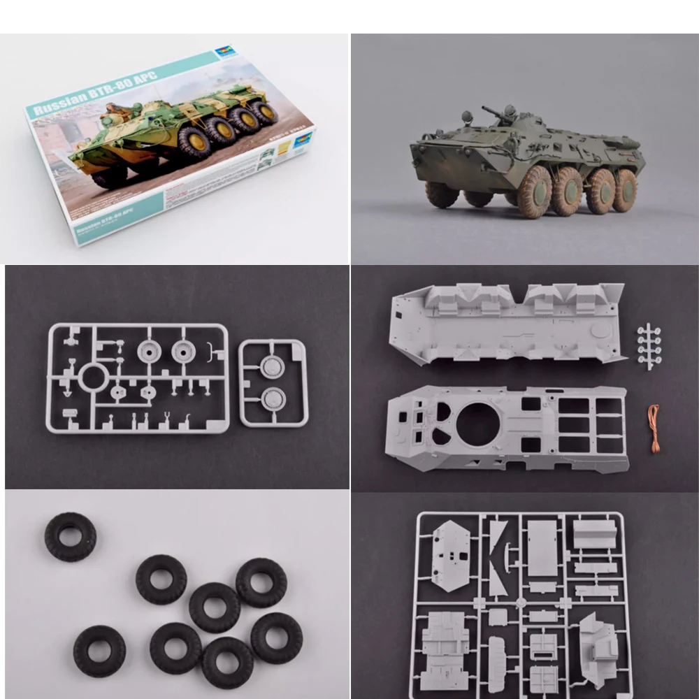 

Trumpeter 01594, масштаб 1:35, русский BTR-80 BTR80 APC, бронированный персонаж, пластиковая сборная модель, комплект, военная строительная игрушка