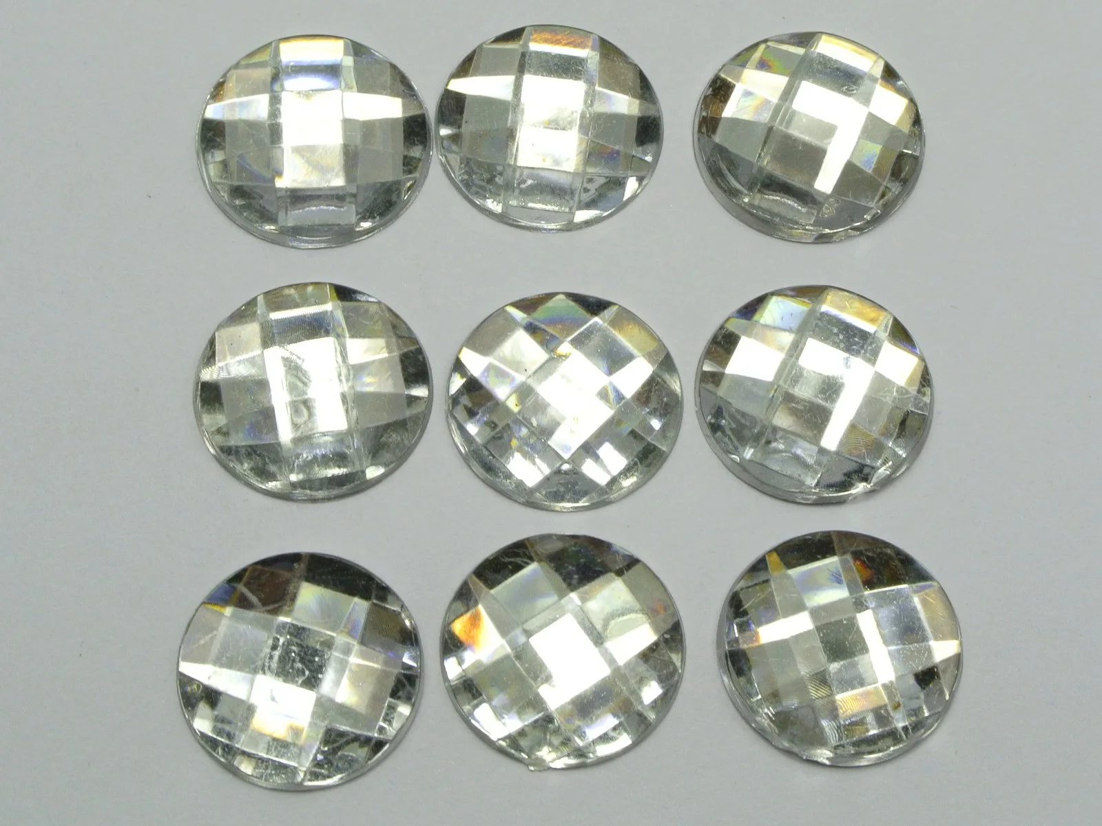 50 Acrylic Flatback Rhinestone Round Gem Beads 20mm No Hole