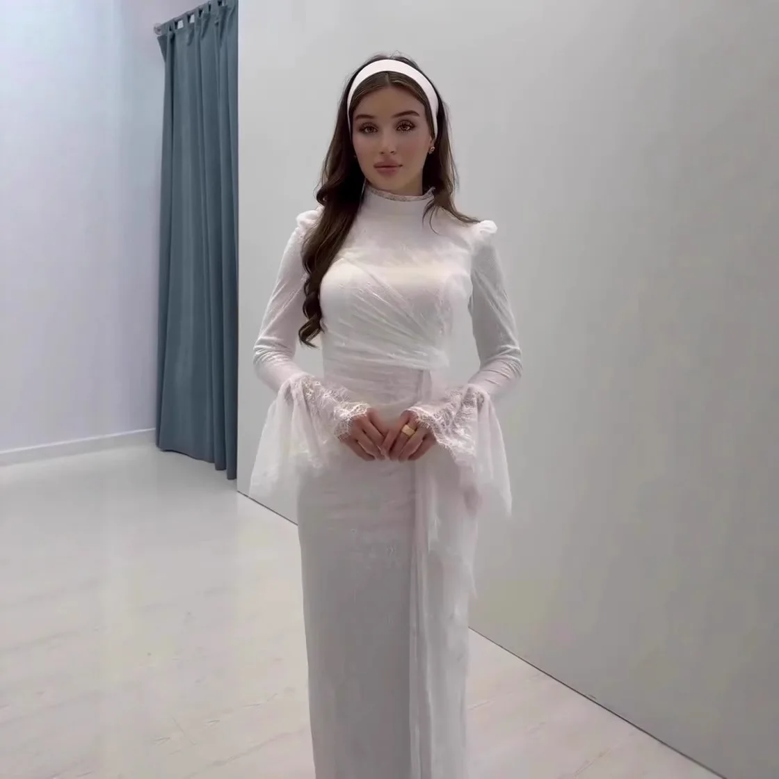 فساتين حفلات أنيقة ملابس نسائية 2025 ربيع جديد نمط جديد وأنيق بأكمام طويلة تنورة طويلة فستان أنثوي للنساء #5