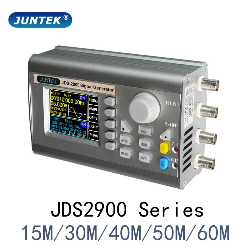 Juntek-cnc Função Gerador de Sinal Contador de Freqüência Dual-channel Gerador Waveform Arbitrário 15mhz- 60mhz Dds Série Jds2900