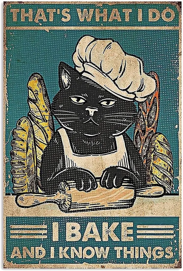 

Забавные кухонные вывески, Настенный декор, кошка, выпечка, металлическая жестяная вывеска, Настенный декор, мужская пещера, бар, ретро, металлическая винтажная жестяная вывеска 12