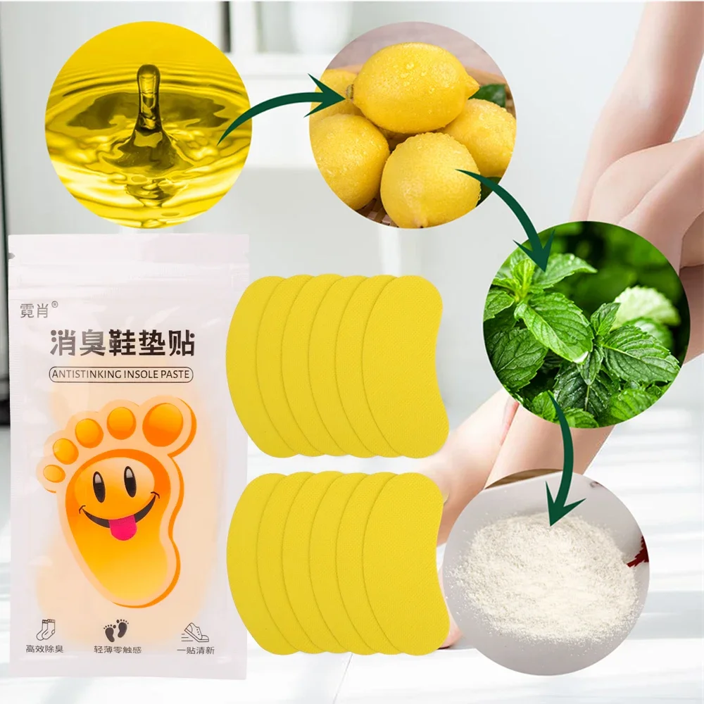 12/48pcs Shoes Odor Remover Deodorant Patch Lemon Athlete's Foot Soothing Insole Sticker Antibacterial Antiperspirant Foot Care