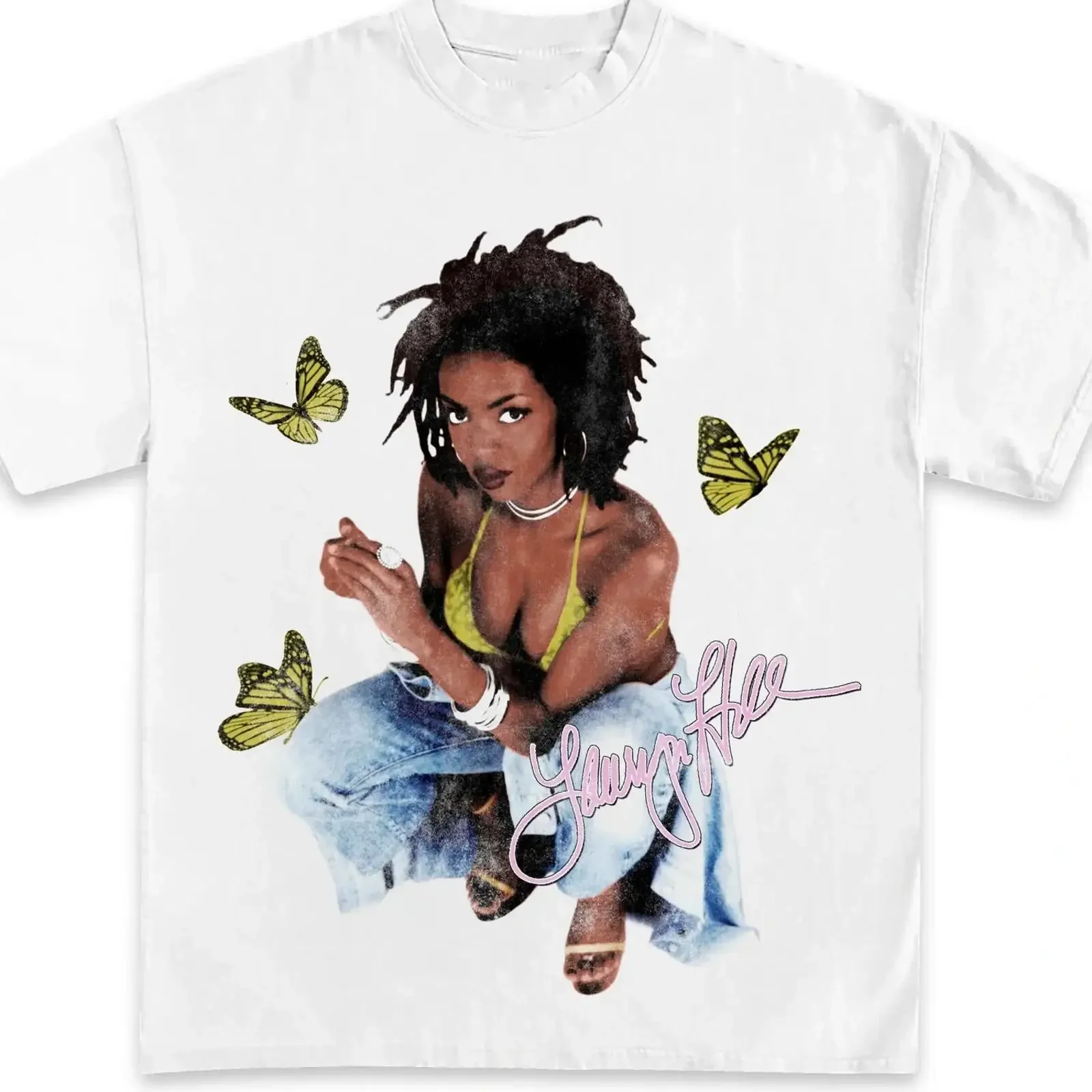 Neu 2025 2024 Lauryn Hill Vintage Grafik T Shirt SG127 KOSTENLOSER VERSAND vintage Washed Casual Soft Slightly graphic